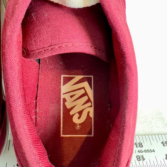Van's Off The Wall Sneakers Canvas Low-Rise Lace-Up Woman's 8 Burgandy Red TB4R - Picture 7 of 9